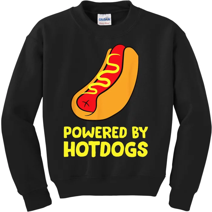 Powered By Hotdogs Funny Hotdog Kids Sweatshirt