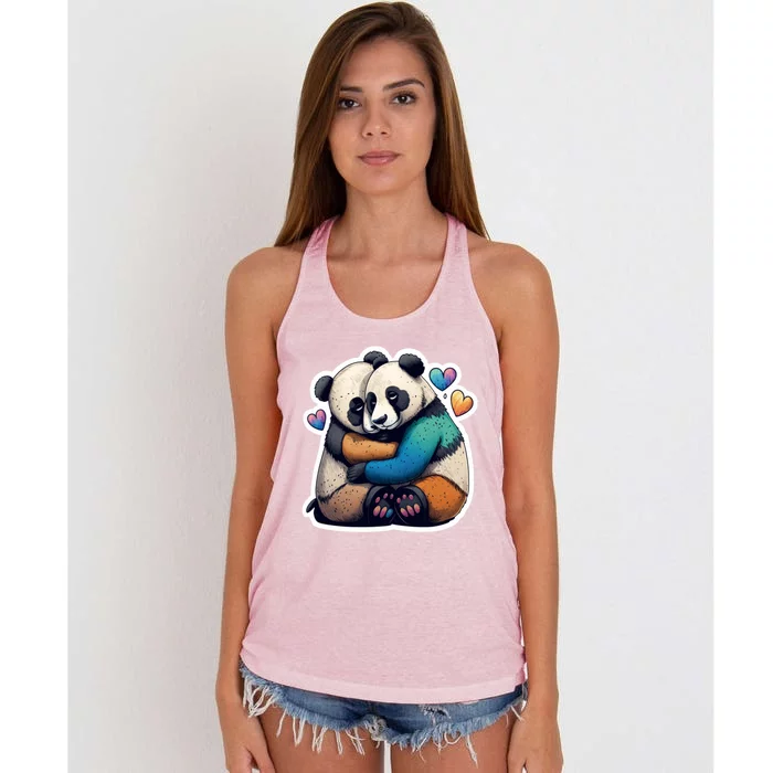 Panda Bear Hugs Love Women's Knotted Racerback Tank