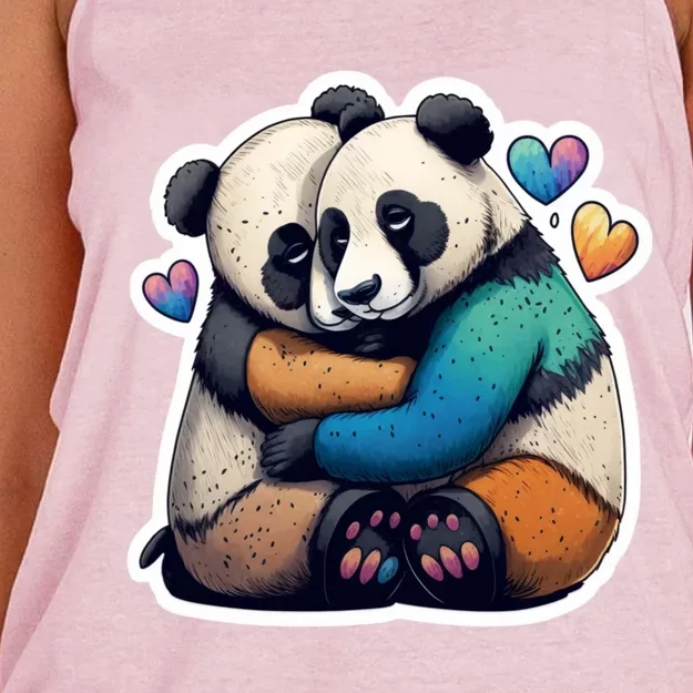 Panda Bear Hugs Love Women's Knotted Racerback Tank