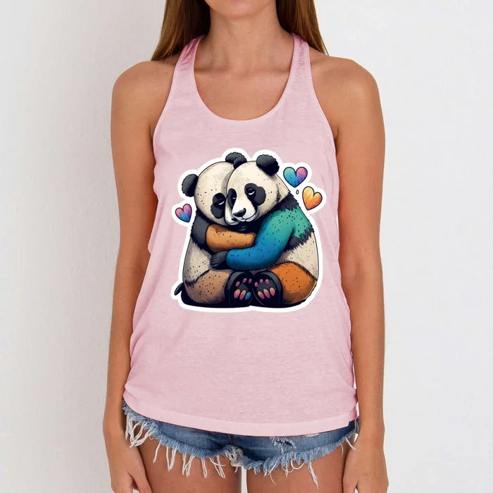 Panda Bear Hugs Love Women's Knotted Racerback Tank