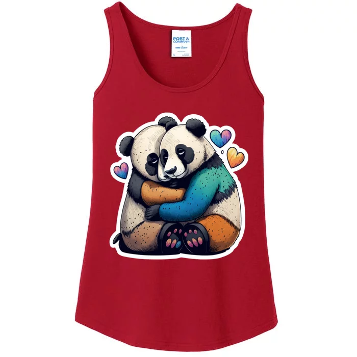 Panda Bear Hugs Love Ladies Essential Tank