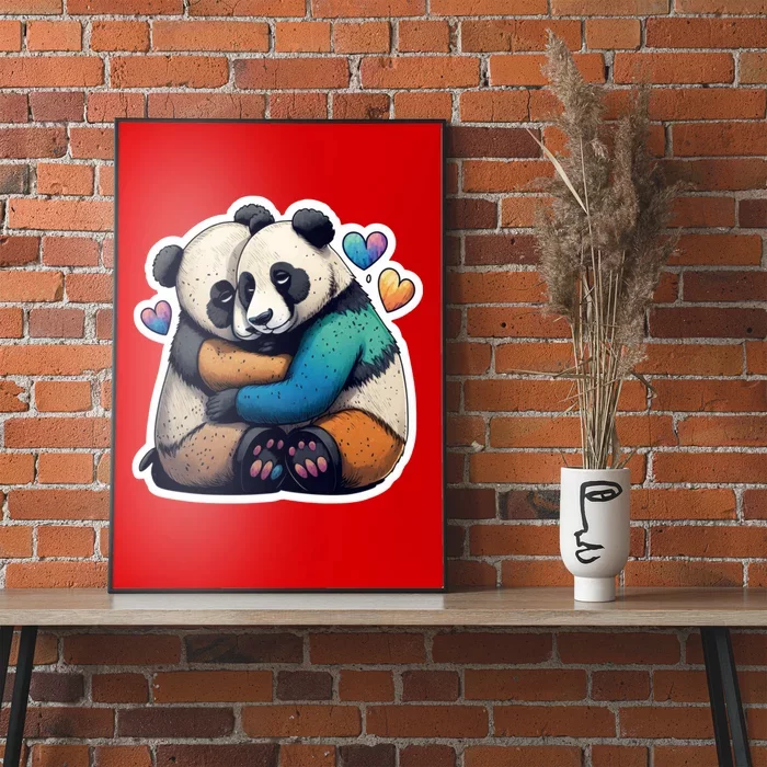 Panda Bear Hugs Love Poster