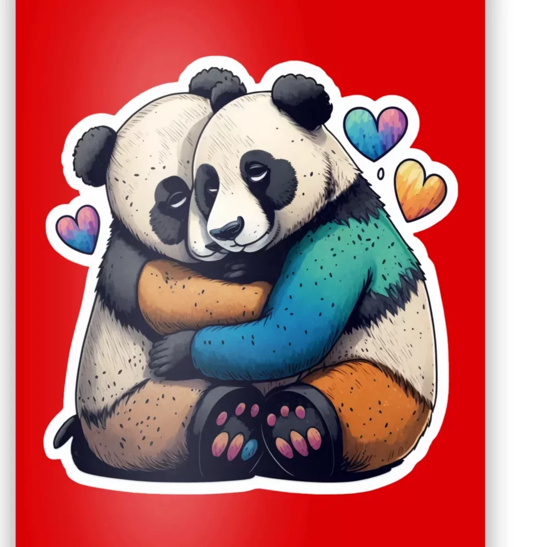 Panda Bear Hugs Love Poster