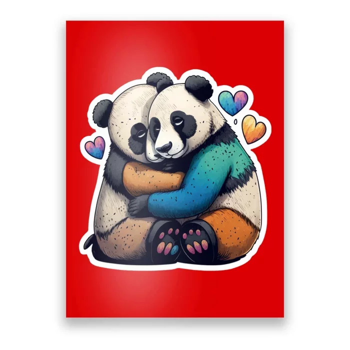 Panda Bear Hugs Love Poster