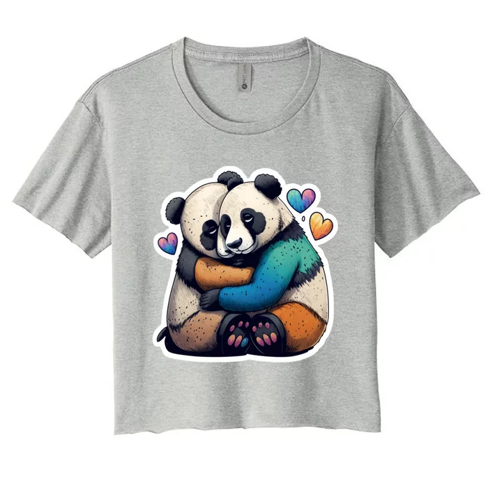 Panda Bear Hugs Love Women's Crop Top Tee