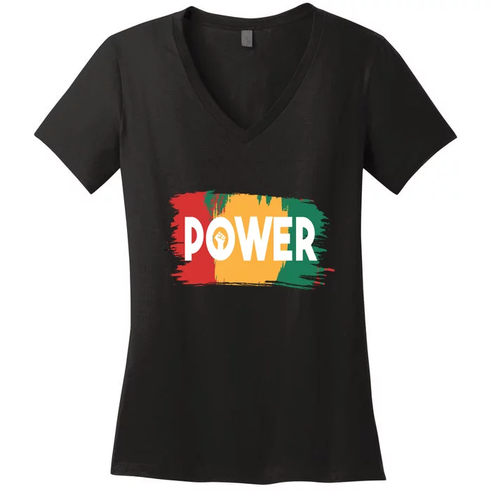 Power Black History Freedom Gift For Black History Month Women's V-Neck T-Shirt