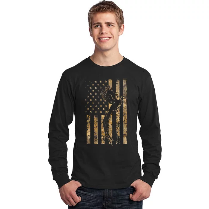 Pheasant Bird Hunter American Flag Camouflage Pheasant Hunt Tall Long Sleeve T-Shirt