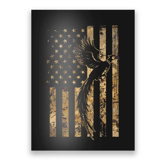 Pheasant Bird Hunter American Flag Camouflage Pheasant Hunt Poster