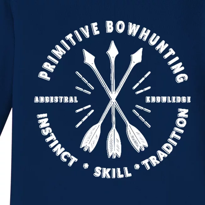 Primitive Bow Hunting Cool Gift Archery Bow Hunter Gift Baby Long Sleeve Bodysuit