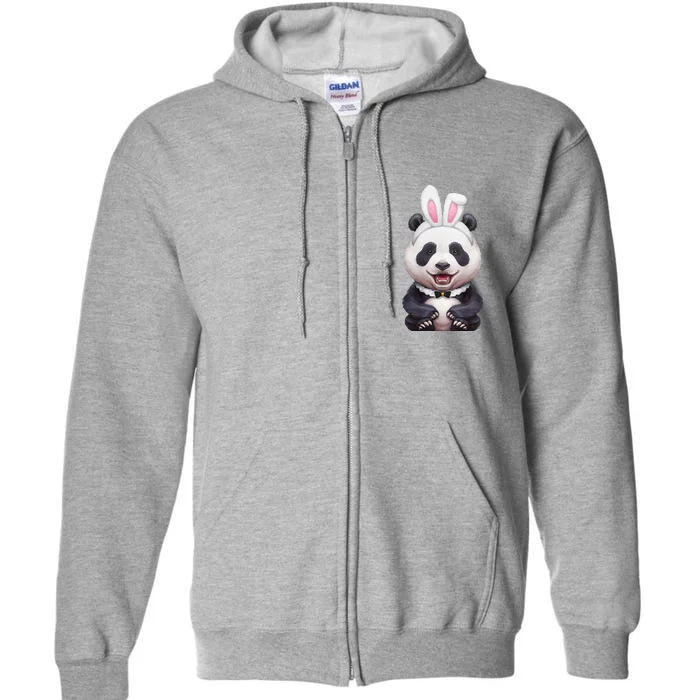 Panda Bear In The Easter Bunny Costume Full Zip Hoodie