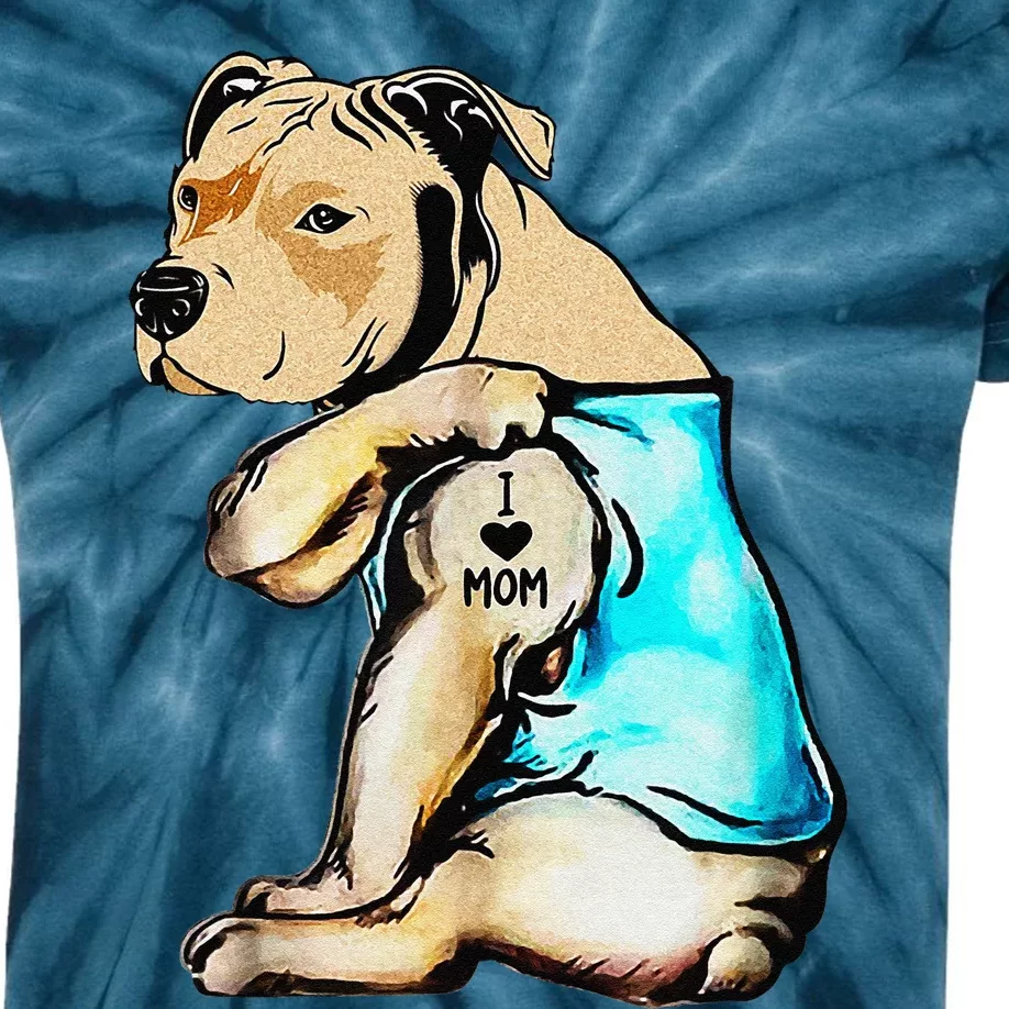 Pit Bull I Love Mom Tattoo MotherS Day Gift Kids Tie-Dye T-Shirt