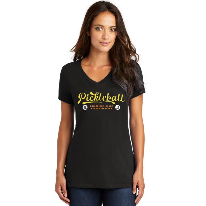 Pickleball Bainbridge Island 1965 Vintage Pickleball Women's V-Neck T-Shirt