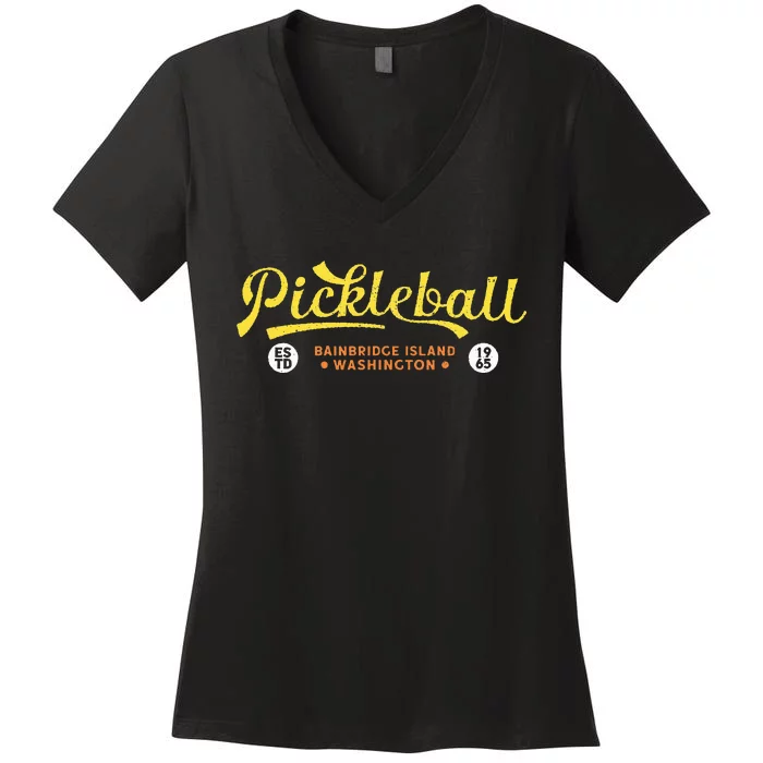 Pickleball Bainbridge Island 1965 Vintage Pickleball Women's V-Neck T-Shirt