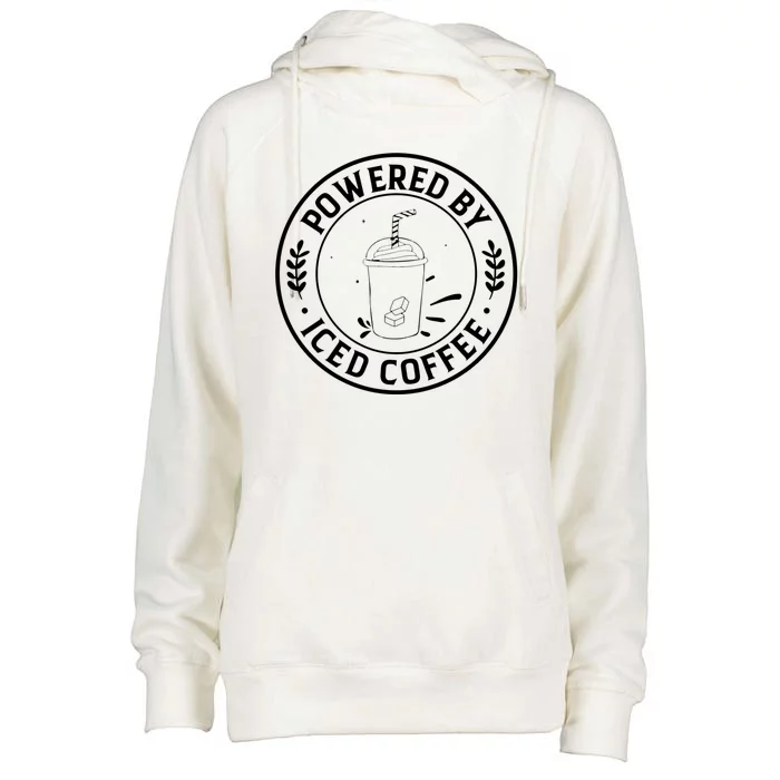 Powered By Iced Coffee Womens Funnel Neck Pullover Hood