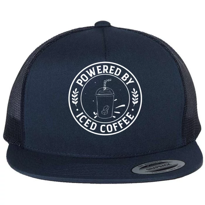 Powered By Iced Coffee Flat Bill Trucker Hat