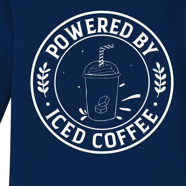 Powered By Iced Coffee Baby Long Sleeve Bodysuit