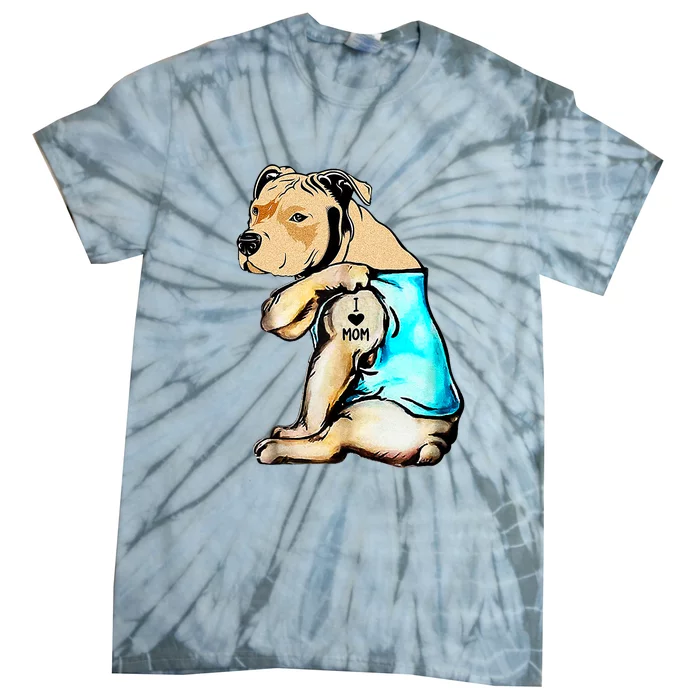 Pit Bull I Love Mom Tattoo Mother's Day Gift Tie-Dye T-Shirt