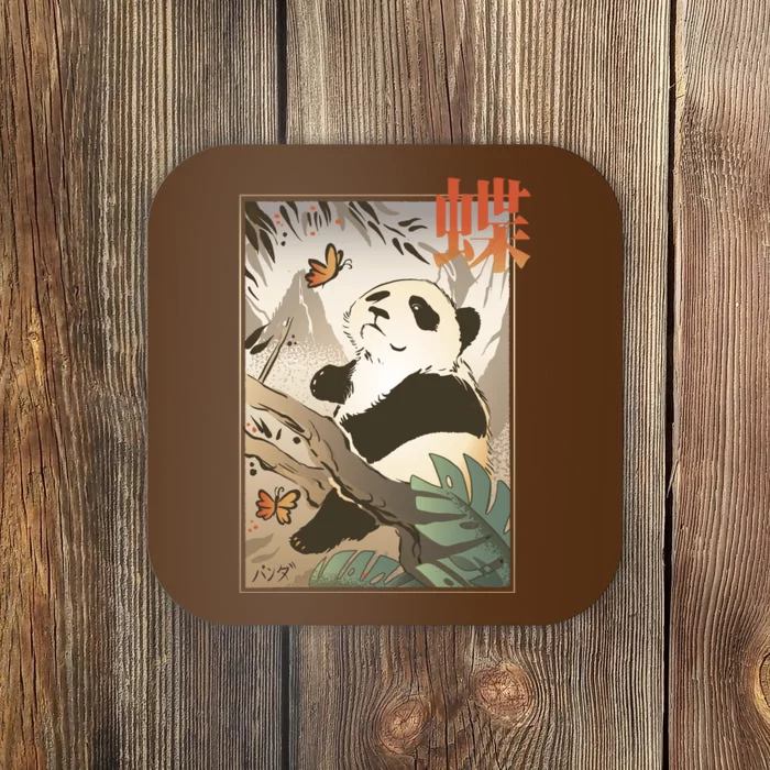 Panda Butterfly Japanese Coaster