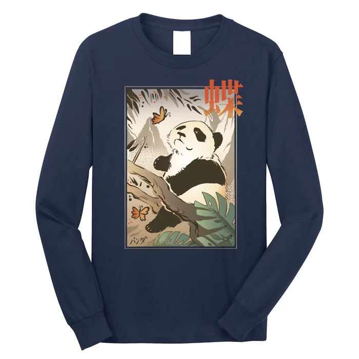 Panda Butterfly Japanese Long Sleeve Shirt