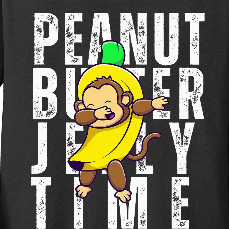 Peanut Butter Jelly Time Monkey Dancing In A Banana Kids Long Sleeve Shirt