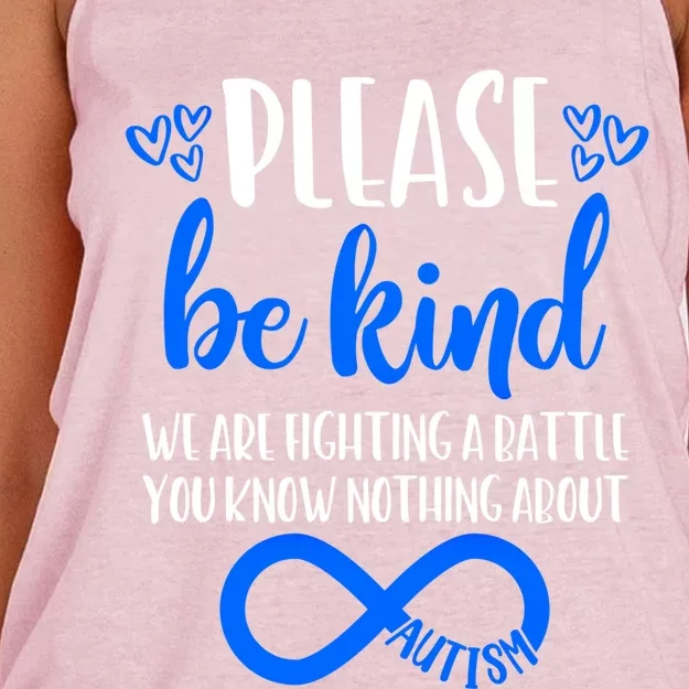 Please Be Kind Autism Awareness Autism Mom Choose Kindness Gift Women's Knotted Racerback Tank