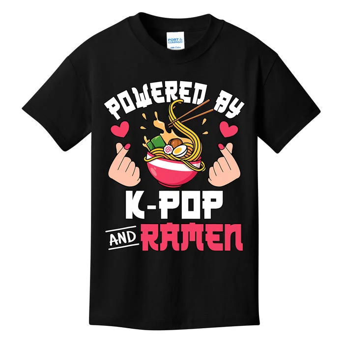 Powered By Kpop And Ramen Cute Kpop Music Anime Lover Kids T-Shirt