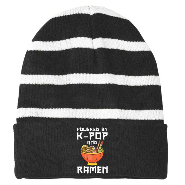 Powered By Kpop And Ra Kpop Merch Merchandise Striped Beanie with Solid Band