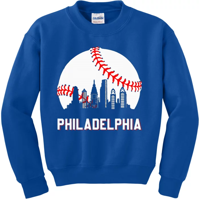 P.H.I.L.L.Y Baseball Leopard Heart Baseball Kids Sweatshirt