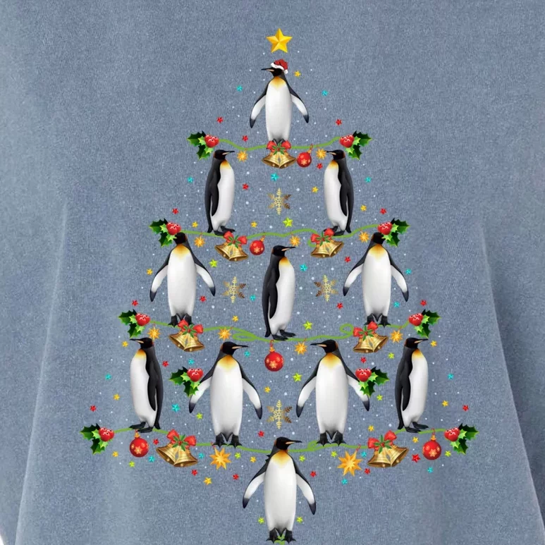 Penguin Bird Lover Xmas Lighting Penguin Christmas Tree Great Gift Garment-Dyed Women's Muscle Tee