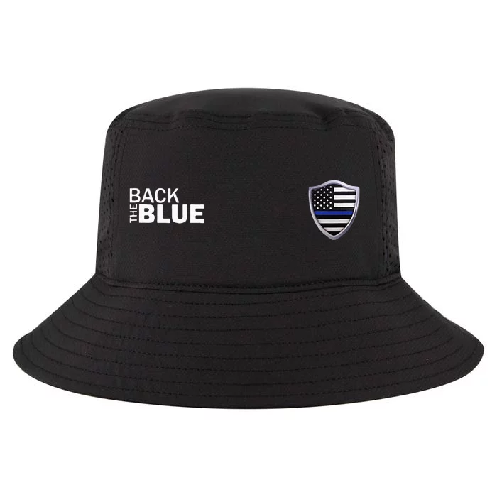 Police Blue Line US Flag Police Shield Blue Lives Matter Cool Comfort Performance Bucket Hat