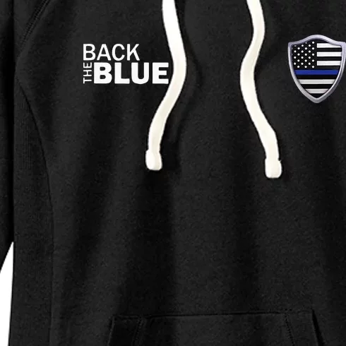 Police Blue Line US Flag Police Shield Blue Lives Matter Women's Fleece Hoodie