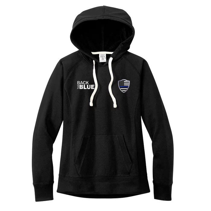 Police Blue Line US Flag Police Shield Blue Lives Matter Women's Fleece Hoodie