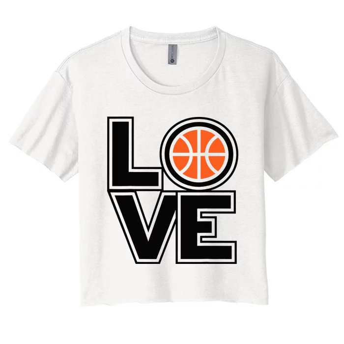 Player Basketball Love Heart Apparel Funny Women's Crop Top Tee