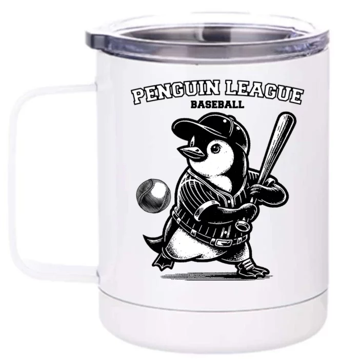 Penguin Baseball League Front & Back 12oz Stainless Steel Tumbler Cup