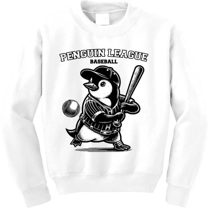 Penguin Baseball League Kids Sweatshirt