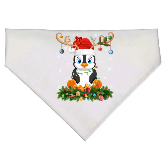 Penguin Bird Lover Reindeer Santa Hat Penguin Christmas Gift USA-Made Doggie Bandana