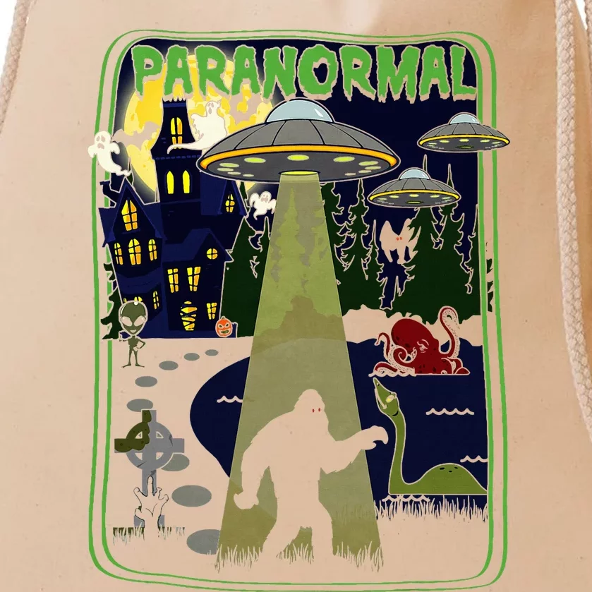 Paranormal Bigfoot Loch Ness Mothman Aliens Drawstring Bag