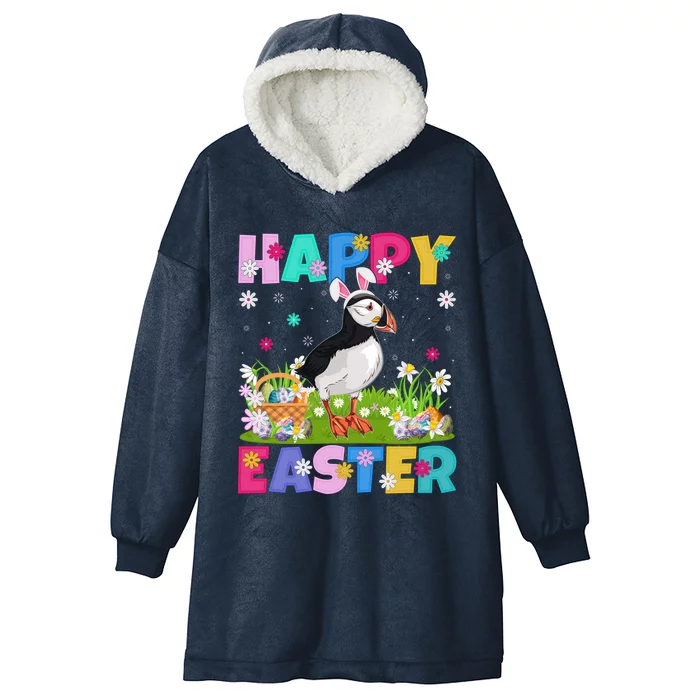 Puffin Bird Lover Happy Easter Bunny Puffin Easter Sunday Gift Hooded Wearable Blanket