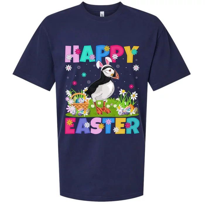 Puffin Bird Lover Happy Easter Bunny Puffin Easter Sunday Gift Sueded Cloud Jersey T-Shirt