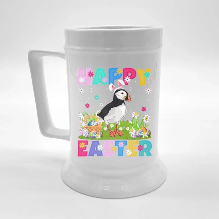 Puffin Bird Lover Happy Easter Bunny Puffin Easter Sunday Gift Front & Back Beer Stein