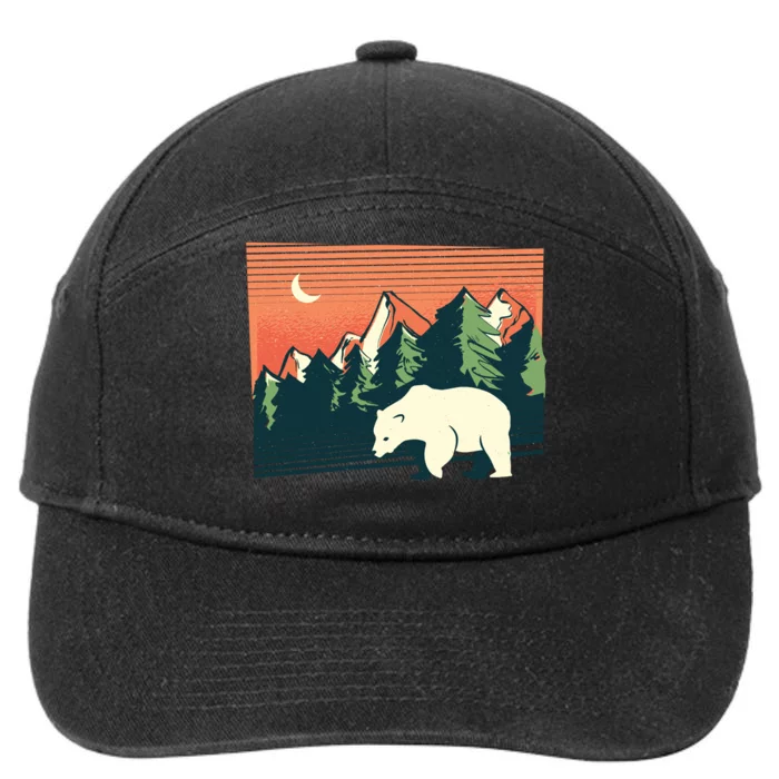 Polar Bear Landscape 7-Panel Snapback Hat