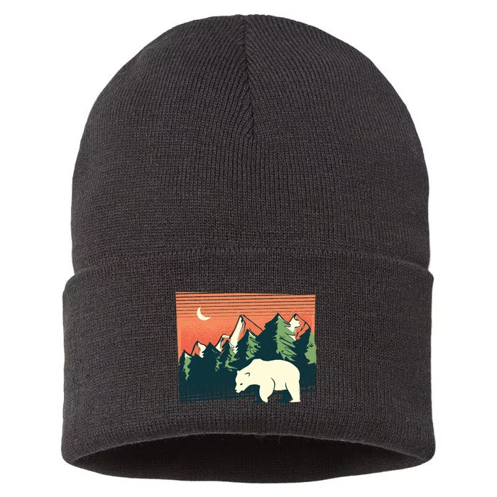 Polar Bear Landscape Sustainable Knit Beanie