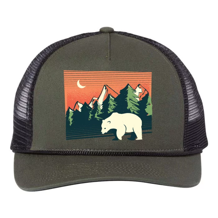 Polar Bear Landscape Retro Rope Trucker Hat Cap