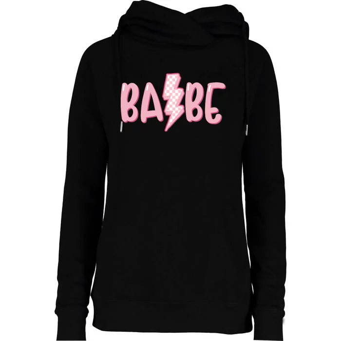 Pink Babe Lightning Bolt Little Womens Funnel Neck Pullover Hood