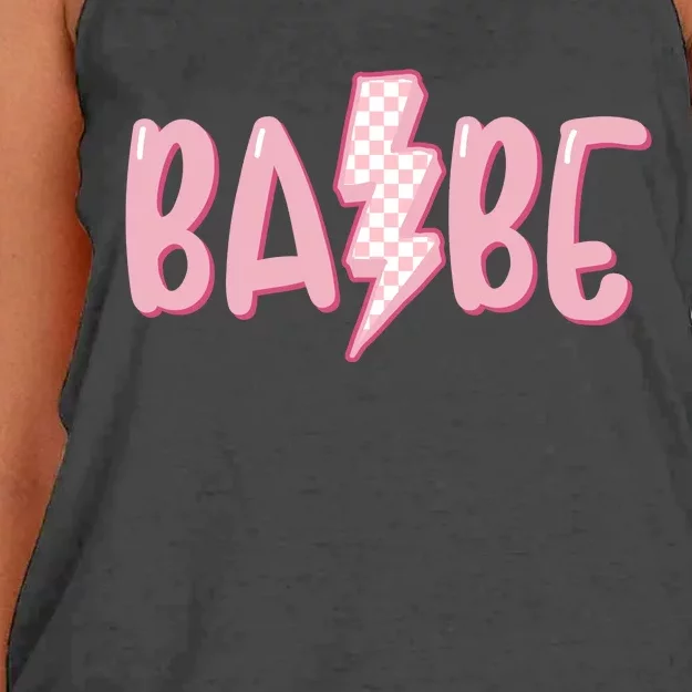 Pink Babe Lightning Bolt Little Women's Knotted Racerback Tank