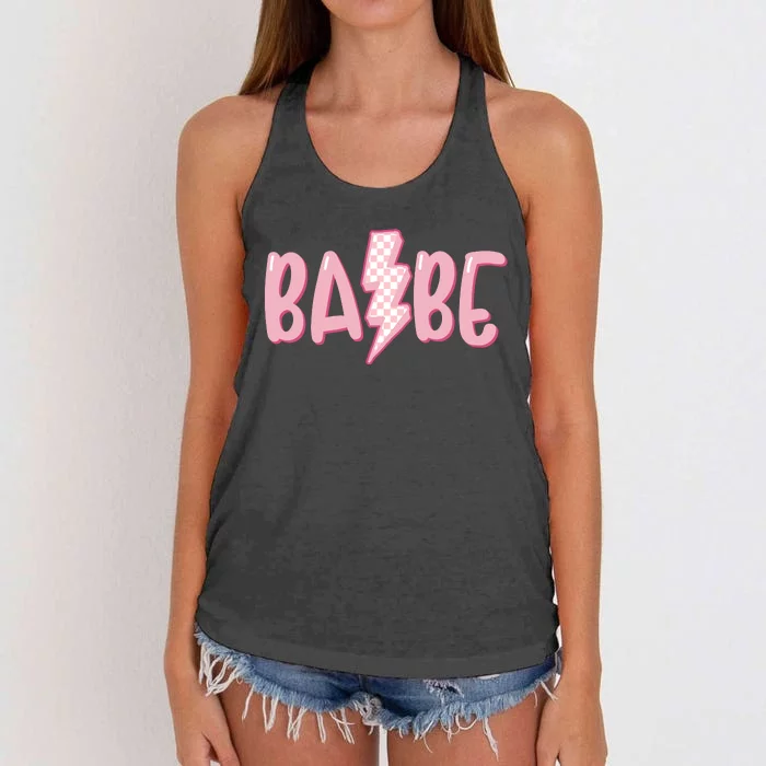 Pink Babe Lightning Bolt Little Women's Knotted Racerback Tank