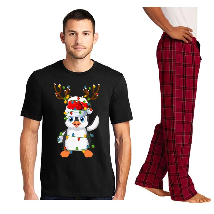 Penguin Bird Lover Lighting Xmas Santa Penguin Christmas Cool Gift Pajama Set