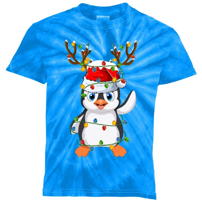 Penguin Bird Lover Lighting Xmas Santa Penguin Christmas Cool Gift Kids Tie-Dye T-Shirt