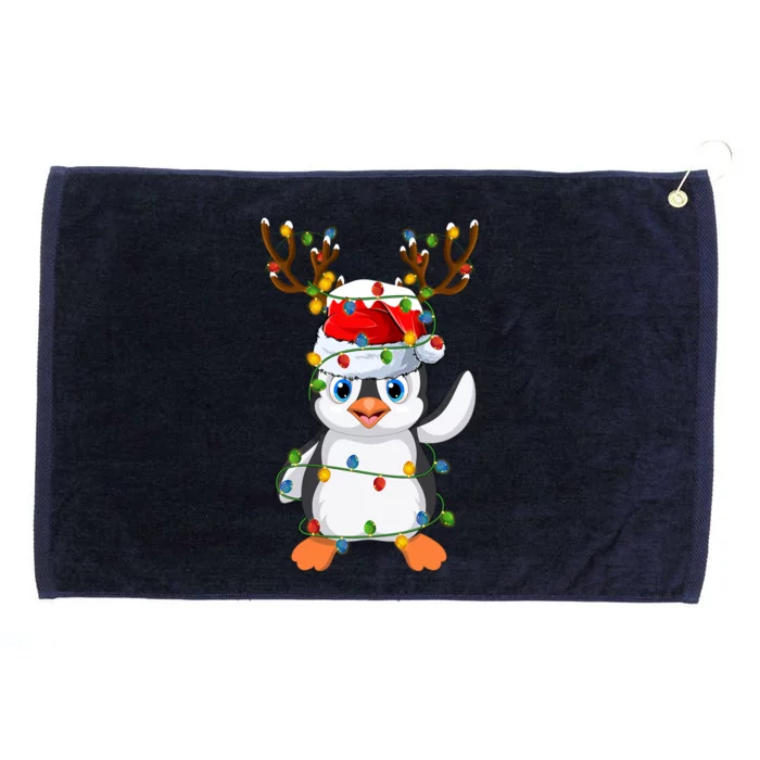 Penguin Bird Lover Lighting Xmas Santa Penguin Christmas Cool Gift Grommeted Golf Towel