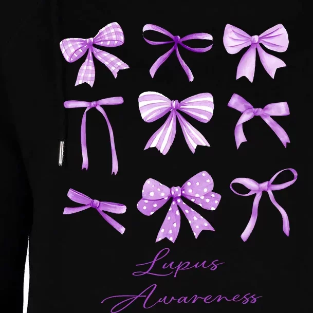 Purple Bow Lupus Awareness Womens Funnel Neck Pullover Hood